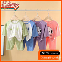 🎀LeTong🎀Quần áo ngủ trẻ em tay ngắn, quần áo hoạt hình cho bé trai, quần áo điều hòa cho bé gái, đồ ngủ thoáng khí