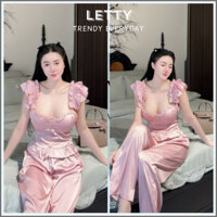 LETTY Bộ LỤA latin cúp ngực mặc nhà mặc ngủ quần dài thiết kế freesize nhiều màu xinh sexy