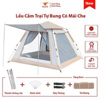 Lều Cắm Trại Dã Ngoại Tự Bung 2 Lớp 4-6 Người Camping Chống Nước Chống Tia Uv Kiểu Vintage Haochi