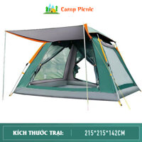Lều Cắm Trại Du Lịch Dã Ngoại Tự Bung, Lều 2 Lớp, Cho 3 - 6 Người, Lều Gấp Gọn Chống Thấm Chống Muỗi Côn Trùng.