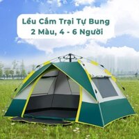 Lều Cắm Trại [HÀNG MỚI VỀ] Lều Dã Ngoại Tự Bung  4- 6 Người 2 lớp chống nước, chống tia UV, 3 cửa sổ lơn, 1 của chính