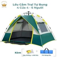 Lều Cắm Trại Lều Dã Ngoại Tự Bung 4-5 Người 1 Cửa 2 Lớp Thông Thoáng