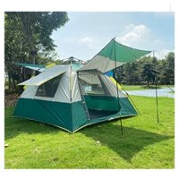Lều Cắm Trại Lều Dã Ngoại Tự Bung 4-5 Người 4 Cửa 2 Lớp Thông Thoáng có cọc chống
