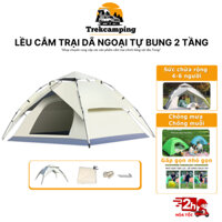 Lều cắm trại tự bung 2 tầng, lều dã ngoại 4 - 6 người chống nước, mưa, chống côn trùng 2 lớp