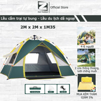 Lều cắm trại tự bung 4-6 người 3 cửa sổ 1 cửa chính cực thoáng chống nắng, mưa, côn trùng