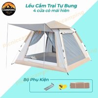 Lều cắm trại tự bung cho 4-6 người liều cắm trại bung mái thiết kế chắc chắn thông thoáng