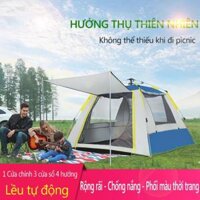 Lều cắm trại tự bung cho 4 người, lều dã ngoại 1 cửa chính 3 cửa sổ, chống nắng chống mưa