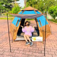 Lều cắm trại tự bung giá đỡ thuỷ lực 4-8 người, lều du lịch 2 lớp có mái hiên chống nước, chống nắng (LT54)