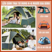 Lều cắm trại tự bung , lều du lịch dã ngoại dành cho 4-6 người, chống thấm nước, thông gió mát mẻ