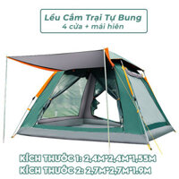 Lều cắm trại tự động 4 cửa có mái che 2,4*2,4*1,6m cho 6 8 Người