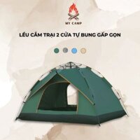 Lều Camping Tự Bung Lò Xò 2 Cửa Thông Thoáng Chống Thấm Màu Xanh Rêu Đi Du Lịch, Dã Ngoại, Đi Phượt MyCamp