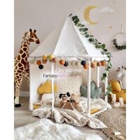 [Lều + dây trang trí ] Lều lâu đài dành cho trẻ em - Lều cắm trại trong nhà phong cách Hàn Quốc