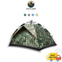 Lều Du Lịch Lò Xo Tự Bung Màu Xanh Bộ Đội 2 Cửa Dành Cho 3-4 Người, Lều Dã Ngoại Chống Nước Hiệu Quả GoVCamp