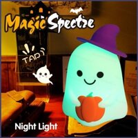 Lg Halloween Silicone Đèn Ngủ Pating Light Magic Ghost Warm Light Đèn Nhiều Màu Sắc Sạc USB Quà Tặng Cho Bạn Gái