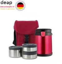 LHC8034RED – Bộ hộp cơm giữ nhiệt Easy Take bằng thép không gỉ 2L, 420ml*2, 720ml*1, bộ muỗng và nĩa *1, túi đựng *1, màu đỏ Deep16 www. yeuhangduc.vn sẵn sàng cho bạn