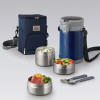 LHC8039BLU - Bộ hộp cơm giữ nhiệt LOCK&LOCK EASY CARRY 2.0L, 720ml*1, 420ml*2, bộ muỗng và nĩa*1, túi đựng*1 - Màu xanh