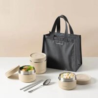 LHC8052S02 – Bộ Hộp Cơm Giữ Nhiệt Locknlock Pump Vacuum Lunch Box (300Mlx2, 500Mlx1, Bộ Đũa Và Thìa, Túi) – 2 Màu (Be, Navy)