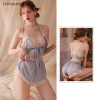 Li Đồ Lót Nữ Bộ Đồ Ngủ Bộ Váy Ngủ Gợi Cảm Phối Ren Áo Và Quần Short Hai Mảnh Phù Hợp Với SHU