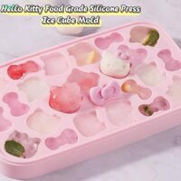 [Li] Kawaii Sanrio Hello Kitty Khay đựng đá ép silicon Phim hoạt hình Khuôn làm đá viên cấp thực phẩm Tủ lạnh gia đình Hộp lưu trữ làm đá [IE]