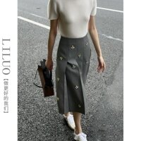 Li Luochun Thời Trang Tay Váy Đính cườm Nước Hình Giọt Thủy Tinh Móng Vuốt Khóa Chữ A Xếp Ly Váy Ôm Hơn Nhìn Ô S