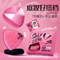 Li Shu [I Love Me] Bộ phấn phủ mới được nâng cấp, kem che khuyết điểm khô và ướt dễ thương, không ăn kem nền dạng lỏng để trang điểm