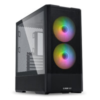 Lian Li LANCOOL 207 Black Case – 2x140mm ARGB front, 2x120mm PWM Fans Pre-Installed, USB Type-C Port, Tempered Glass Side Panel