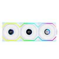 Lian Li UNI FAN SL Wireless LCD 120 Triple White Fan (12SLLCD1W3W) – 3x 120mm fans, 1.6″ LCD Display, 2.4 GHz Wireless Signal for RGB & Fan Control