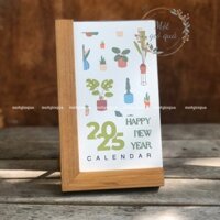 LỊCH 2025 - MẪU KIỂNG LÁ - ĐẾ GỖ VUÔNG GÓC (khắc chữ/ logo trên đế gỗ theo yêu cầu)