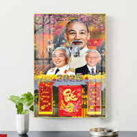 Lịch 2025 Treo Tường Bác Hồ Bác Trọng Bác Giáp, Decor Tranh Tráng Gương Lốc Lịch Treo Tết Năm Mới Tặng Bloc lịch