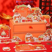 Lịch để bàn ZHUXAOWAN, Lịch mèo may mắn đa chức năng đơn giản, Trang trí bàn Ngăn kéo nhỏ Mini Dễ thương Lịch may mắn gia đình