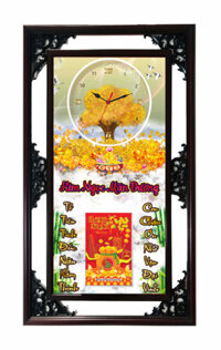 Lịch Gỗ Tết 2025 Phù Điêu Đồng Hồ - Kim Ngọc Mãn Đường (52 x 82 cm) - NSDH14
