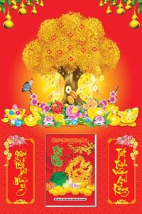 Lịch Gỗ Tết 2025 Tráng Gương Treo Tường Laminate - Cây Tài Lộc (40 x 60 cm) - NS39