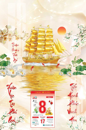 Lịch Gỗ Treo Tường Laminate 2022 Thuận Buồm Xuôi Gió 02