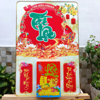 Lịch gỗ treo tường Tài Lộc Cá Chép, lịch tết Ất Tỵ 2025, bìa gỗ tráng gương bọc viền nhôm