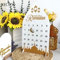 Lịch KECTTIO Ramadan, Lịch đếm ngược Star Eid Mubarak, Lâu đài Hồi giáo DIY Trang trí máy tính để bàn Trang trí tiệc