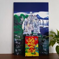 Lịch tết 2025, lịch treo tường Phúc Lộc Thọ, tranh gỗ tráng gương có gắn lốc lịch năm mới