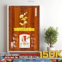 LỊCH TẾT gỗ hoa sen treo tường - 537LT