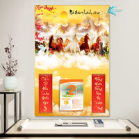 Lịch TẾT tráng gương 2025 - Lịch tết treo tường Mã Đáo Thành Công Bìa 30x40cm - Tặng Kèm Bloc 10,5x14,5cm- Bo viền cacấp