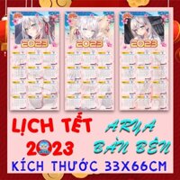 Lịch treo tường dán tường Anime 2024 Arya san bàn bên (1) in sắc nét bền màu có băng dính dán sẵn hoặc nẹp ống sáo nhựa