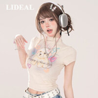 LIDEAL áo phông áo thun nữ croptop baby tee Cổ điển thời trang Popular Stylish WCS24708DO 45Z241104