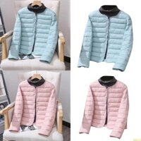 Lidu12 Nữ Thu Đông Áo Khoác Ngắn Xuống Parkas Mỏng Nhẹ Nút Lên Quilted Áo Khoác Áo Khoác Ngoài Mỏng Có Po