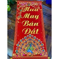 Liễn đơn treo tết, Liễng trang trí tết in chữ Việt Nam làm từ vải nhung đẹp, mua may bán đắt