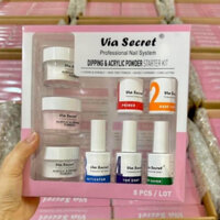 Liên kết bột nhúng Via Secret chính hãng Mỹ full bộ 8 món,Liên kết bột nhúng thế hệ mới chuyên dụng cho ngành nail Chanh