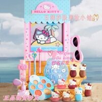 Liên kết hello kitty Lip Glaze Phấn mắt Phấn má hồng Trang điểm Kem lót kẻ mắt