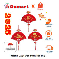 Liễn khánh hình quạt treo chữ Phúc Lộc Thọ, bộ 3 liễn treo trang trí Tết