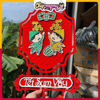 Liễn tranh treo tết hot 2025 chất liệu gỗ phối nhung đỏ siêu sang xịn