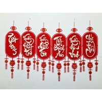 Liễn Treo Tết - Dây Treo trang trí Bằng nỉ phối Gỗ - Đồ Trang Trí Tết Bằng Gỗ Nỉ