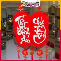 Liễn treo TẾT nhung phối chữ gỗ siêu sang xịn