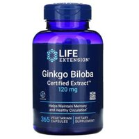 Life Extension Ginkgo Biloba Certified Extract 120 mg 365 Vegetarian Capsules