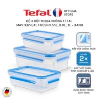 [LIFEMC2510B -12% đơn 250K] Bộ 3 hộp nhựa vuông Tefal Masterseal Fresh 0.55L, 0.8L, 1L - xanh